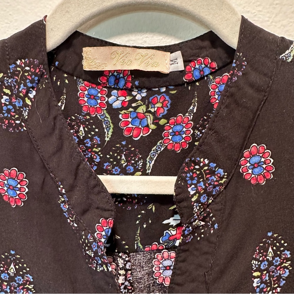 Vic Via Boho V-Neck Button Down Long Sleeve Sheath Shirt Dress Women’s size M - Picture 9 of 10